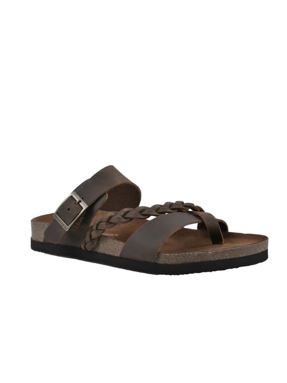 White Mountain Footbeds Sandals Womens 6 M Hazy Toe Loop Slide Brown Leather